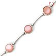 Sterling Silver Round Pink Mother Of Pearl & Solid Bar Bracelet