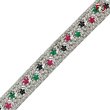 Sterling Silver Sapphire, Ruby, Emerald & CZ Bracelet