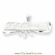 Sterling Silver Satin & Diamond Cut Diploma Pendant