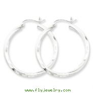 Sterling Silver Satin & Diamond Cut Twist Hoop Earrings