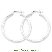 Sterling Silver Satin & Diamond Cut Twist Hoop Earrings