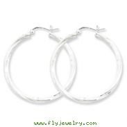 Sterling Silver Satin & Diamond Cut Twist Hoop Earrings