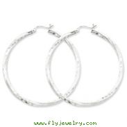 Sterling Silver Satin & Diamond Cut Twist Hoop Earrings