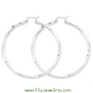 Sterling Silver Satin & Diamond Cut Twist Hoop Earrings