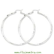 Sterling Silver Satin & Diamond Cut Twist Hoop Earrings