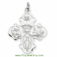 Sterling Silver Satin 4-way Medal