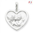 Sterling Silver Satin Angel Heart Charm