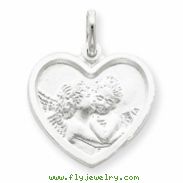 Sterling Silver Satin Angel Heart Charm