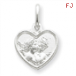 Sterling Silver Satin Angel Heart Charm