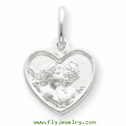 Sterling Silver Satin Angel Heart Charm