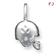 Sterling Silver Satin Diamond Cut Football Helmet Charm