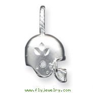 Sterling Silver Satin Diamond Cut Football Helmet Charm