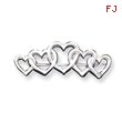 Sterling Silver Satin Finish Diamond Cut Five Heart Pin