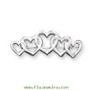 Sterling Silver Satin Finish Diamond Cut Five Heart Pin