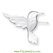 Sterling Silver Satin Finish Diamond Cut Hummingbird Pin