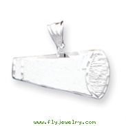 Sterling Silver Satin Finish Diamond Cut Megaphone Pendant