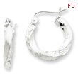 Sterling Silver Satin Finished Diamond Cut Twisted Hoop Earrings