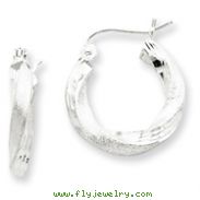 Sterling Silver Satin Finished Diamond Cut Twisted Hoop Earrings
