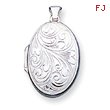 Sterling Silver Scroll Oval Locket