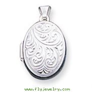 Sterling Silver Scroll Oval Locket