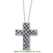 Sterling Silver September Cubic Zirconia Birthstone Message Of the Cross 18" Necklace