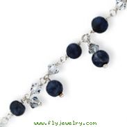 Sterling Silver Shadow Crystal, Lapis Anklet