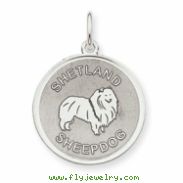 Sterling Silver Shetland Sheepdog Disc Charm
