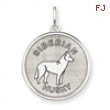 Sterling Silver Siberian Husky Disc Charm