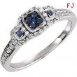 Sterling Silver SIZE 07.00 BLUE SAPPHIRE & DIAMOND Polished NONE