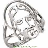 Sterling Silver SIZE 08.00 LADIES Polished FACE OF JESUS CHASTITY RING