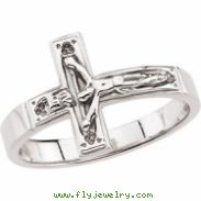 Sterling Silver SIZE 12.00/GENTS Polished CRUCIFIX CHASTITY RING W/BOX