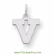 Sterling Silver Small Block Intial V Charm