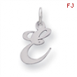 Sterling Silver Small Fancy Script Initial E Charm