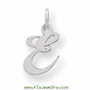 Sterling Silver Small Fancy Script Initial E Charm