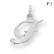 Sterling Silver Small Fancy Script Initial F Charm