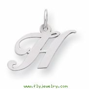 Sterling Silver Small Fancy Script Initial H Charm