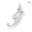 Sterling Silver Small Fancy Script Initial J Charm