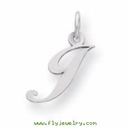 Sterling Silver Small Fancy Script Initial J Charm