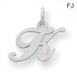 Sterling Silver Small Fancy Script Initial K Charm