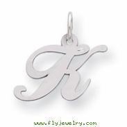 Sterling Silver Small Fancy Script Initial K Charm