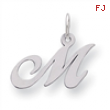 Sterling Silver Small Fancy Script Initial M Charm