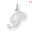 Sterling Silver Small Fancy Script Initial P Charm