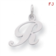 Sterling Silver Small Fancy Script Initial R Charm