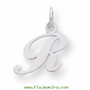 Sterling Silver Small Fancy Script Initial R Charm