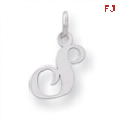 Sterling Silver Small Fancy Script Initial S Charm