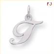 Sterling Silver Small Fancy Script Initial T Charm