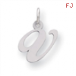 Sterling Silver Small Fancy Script Initial V Charm