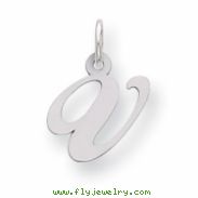 Sterling Silver Small Fancy Script Initial V Charm