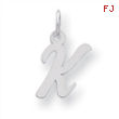 Sterling Silver Small Script Intial K Charm