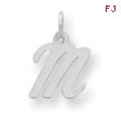 Sterling Silver Small Script Intial M Charm